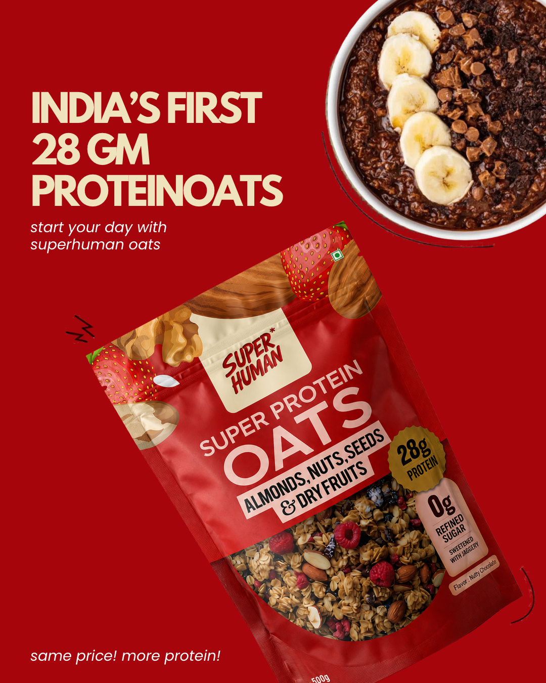 CHOCOLATE PROTEIN OATS 500GM