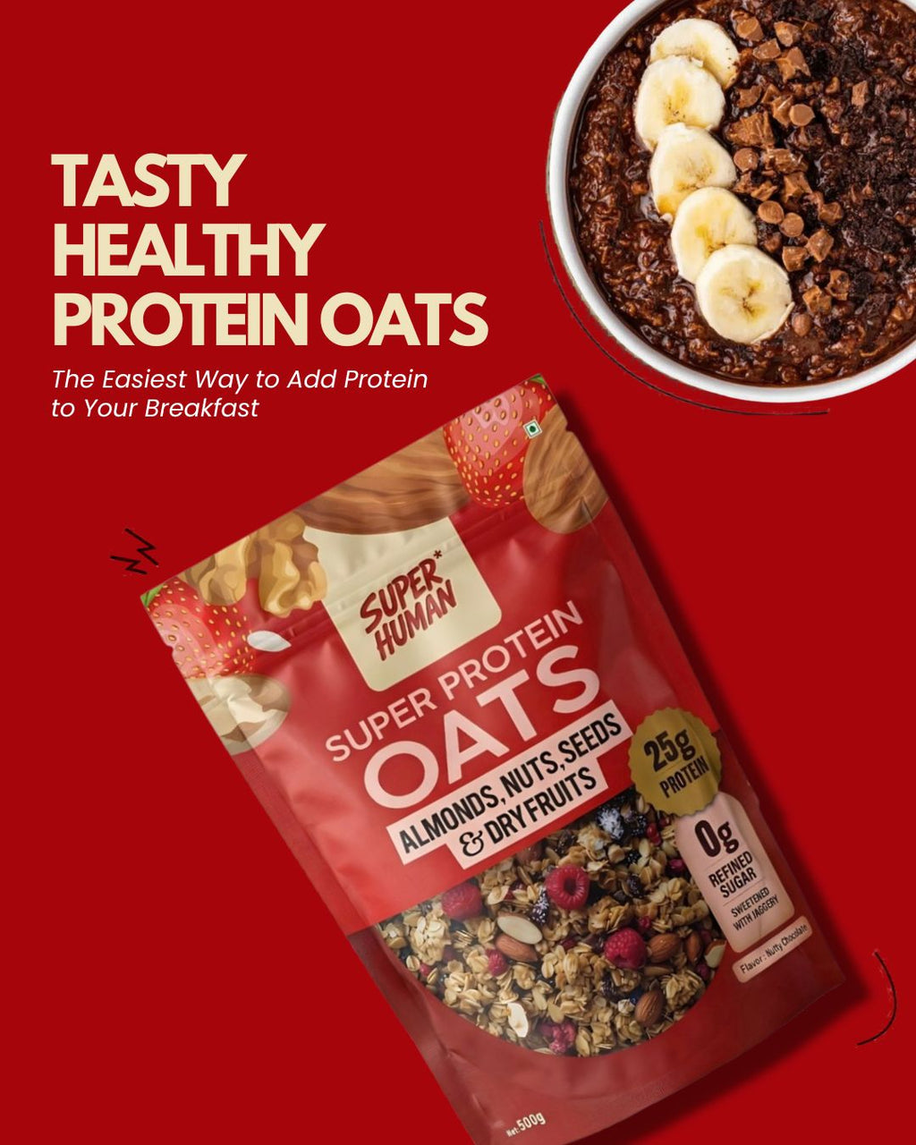 CHOCOLATE PROTEIN OATS 500GM